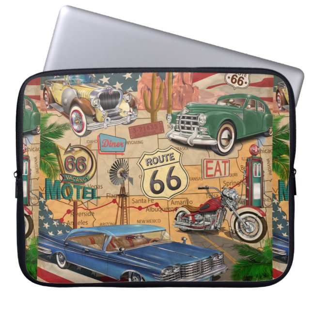 Vintage Route 66 poster. Laptop Sleeve (Front)