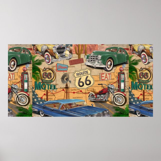 Vintage Route 66 poster. Poster (Front)