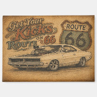 Vintage Route 66 Refrigerator Magnet