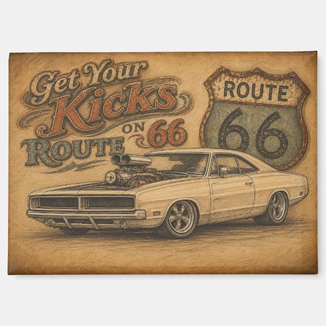 Vintage Route 66 Refrigerator Magnet (Front)