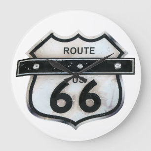 Vintage Route 66 USA America Highway Sign.  Large Clock
