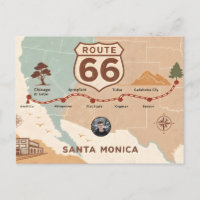 Vintage Route 66 USA Map
