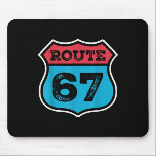 Vintage Route 67 Six Seven Meme 67th Birthday 80s  Mouse Pad
