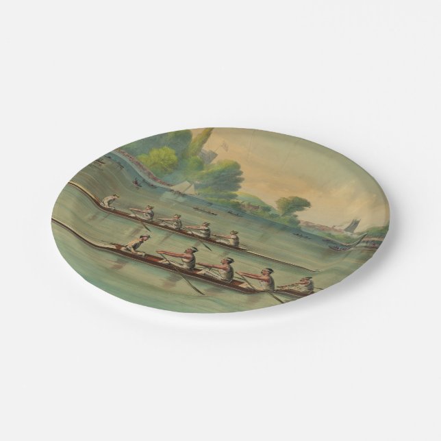 Vintage Rowers Crew Race Boat Race Paper Plate (Angled)