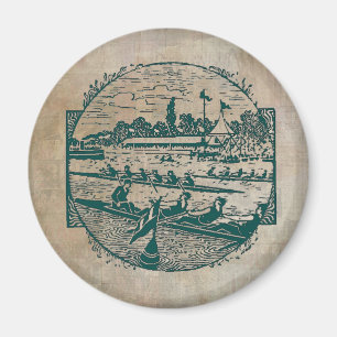 Vintage Rowing Scene Magnet