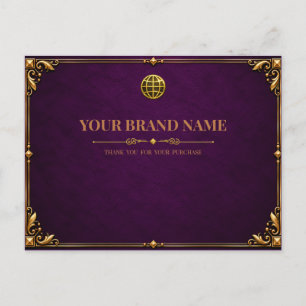 Vintage Royal Amethyst Purple Gold Packing Slip Postcard