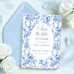 Vintage Royal Blue Roses Save the Date Wedding  Invitation<br><div class="desc">✅ For matching items search 231T in my collections ✅ Announce your special day with this Elegant Navy Roses Toile de Jouy Save the Date. Featuring navy, royal, dusty, and deep blue roses in a classic French toile pattern, this floral design adds timeless sophistication to your wedding stationery. Personalised with...</div>