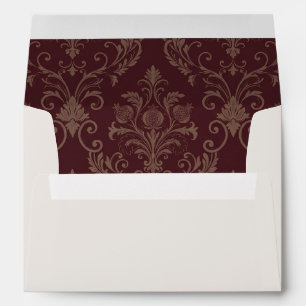 Vintage Royal Burgundy Wedding Envelope