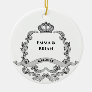 Vintage Royal Crown Crest Wedding Customisable  Ceramic Tree Decoration