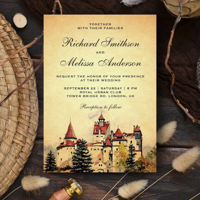 Vintage Royal Fairytale Castle Wedding Invitation (Creator Uploaded)
