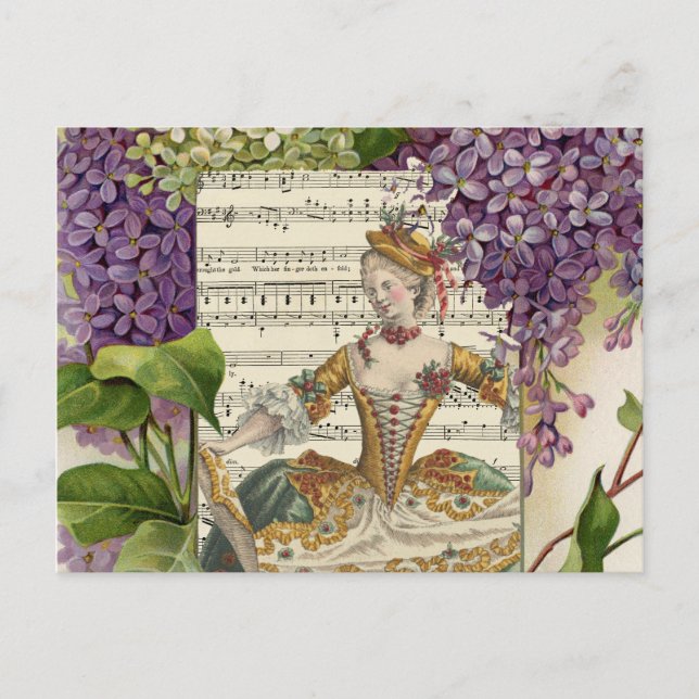 Vintage Royal French Fashion and Lilacs Postcard (Front)