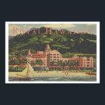 Vintage Royal Hawaiian Heavyweight Travel Poster<br><div class="desc">This collection is inspired by a beautiful 1940's vintage travel poster featuring the famous pink Royal Hawaiian Resort on Waikiki Beach in Hawaii.</div>