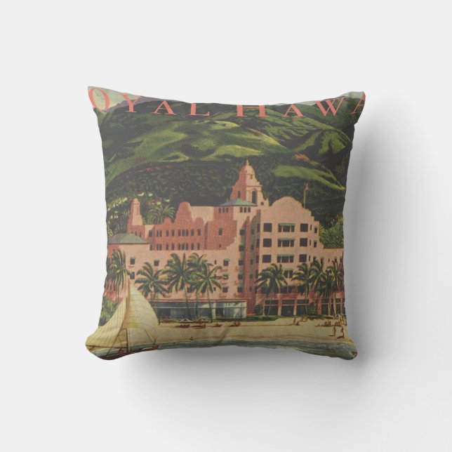 Vintage Royal Hawaiian Throw Pillow (Front)