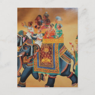 VINTAGE ROYAL INDIAN WEDDING PROCESSION  ELEPHANT POSTCARD