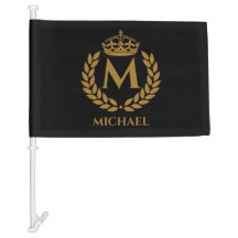 Vintage Royal King Golden Crown Name Initial Black