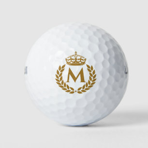 Vintage Royal King Golden Crown Name Initial Black Golf Balls