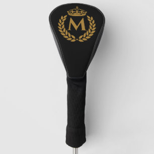 Vintage Royal King Golden Crown Name Initial Black Golf Head Cover