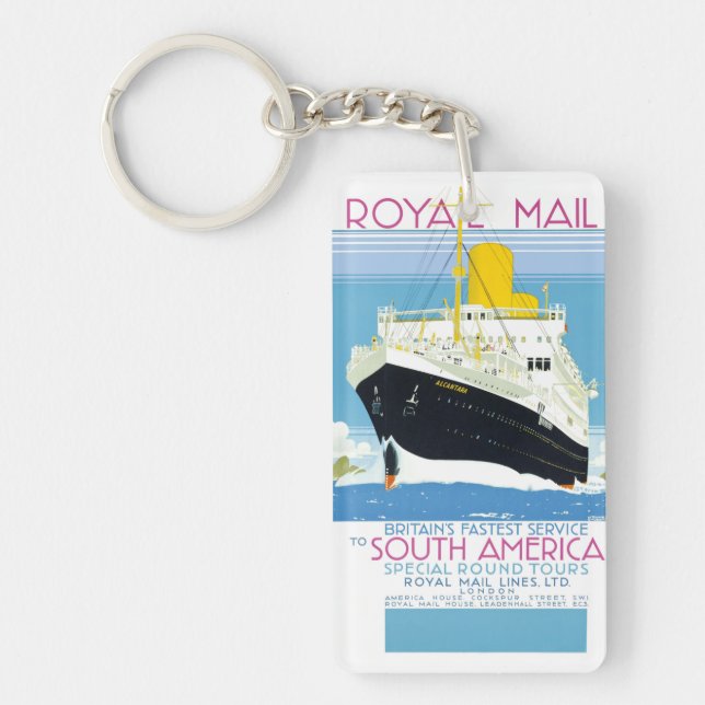 VINTAGE ROYAL MAIL TRAVEL POSTER KEY RING (Front)