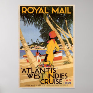 Vintage Royal Main Atlantis West Indies Cruise Jan Poster