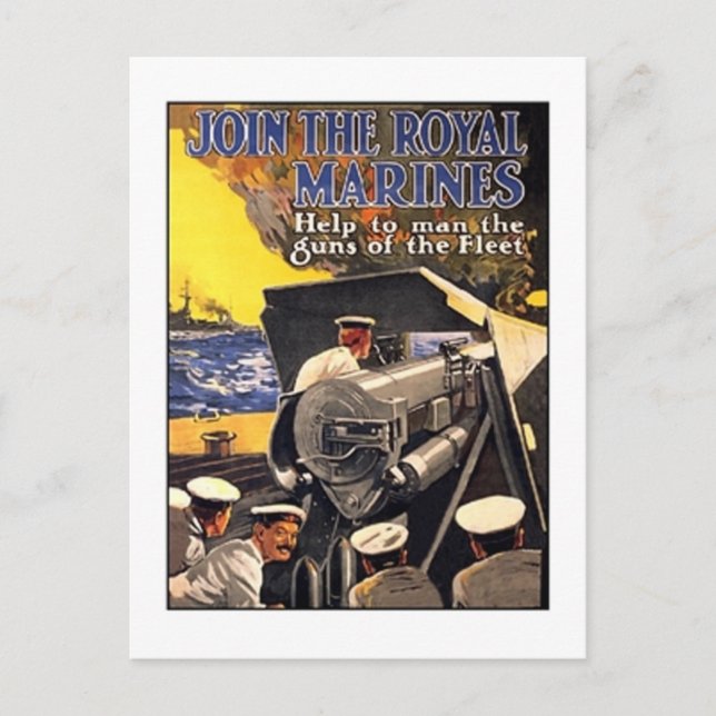 Vintage Royal Marines Poster Postcard (Front)
