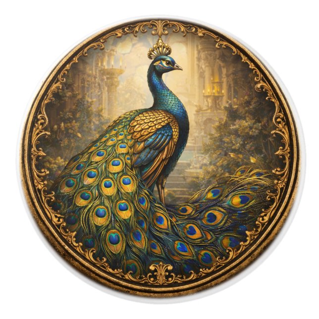 Vintage Royal Peacock Cabinet/Drawer Knob (Front)