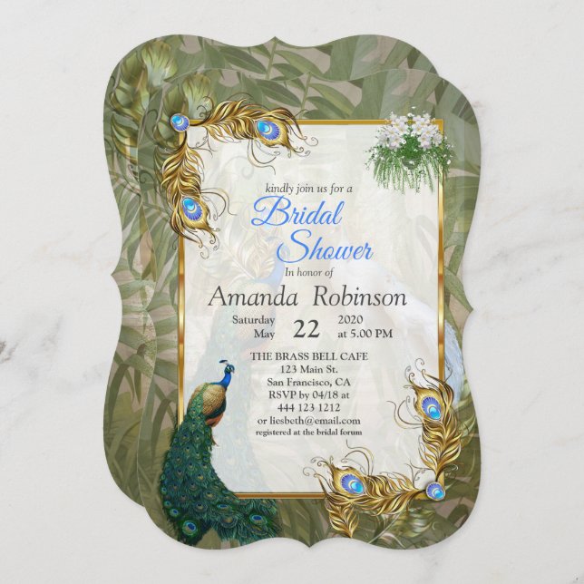 Vintage Royal Peacock Temple Dreams Invitation (Front/Back)