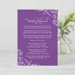 Vintage Royal Purple Wedding Rehearsal and Dinner Invitation