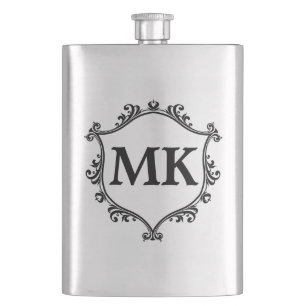 Vintage royal shield personalised name monogram  hip flask