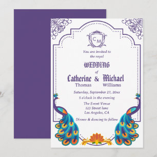 Vintage Royal Wedding With Name Monogram Invitation
