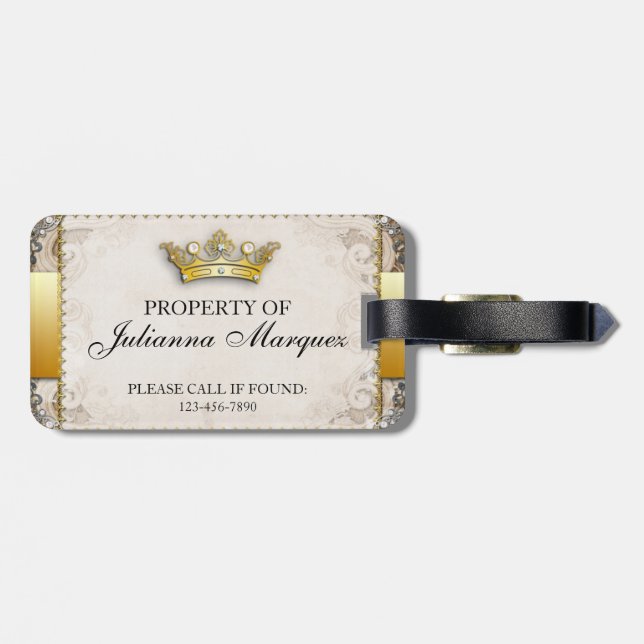 Vintage Royalty Property of Luggage Tag (Back Horizontal)