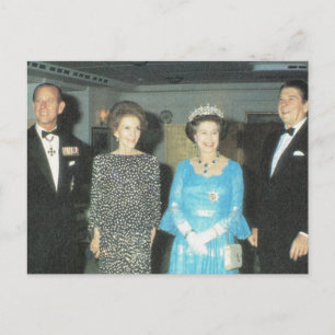 Vintage Royalty, Queen, Philip and the Reagans Postcard