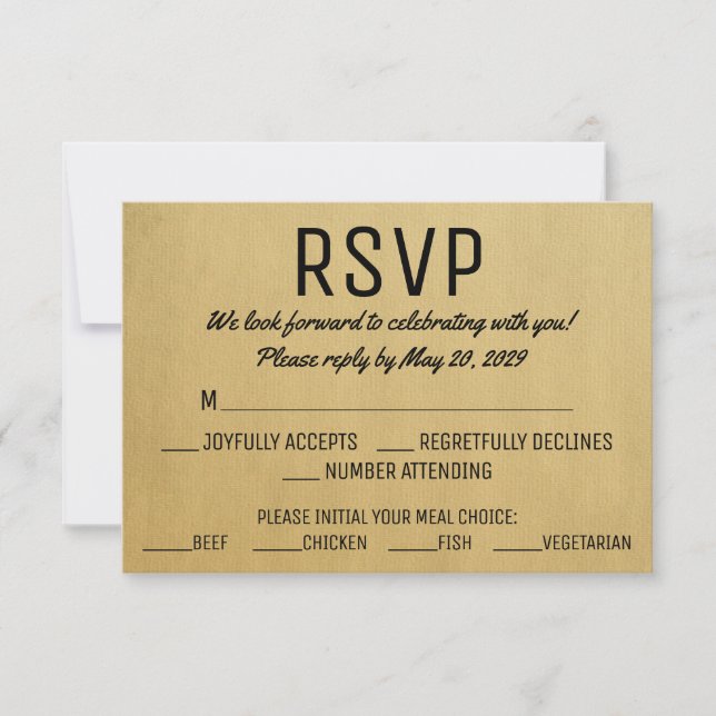 Vintage RSVP w/ Meal Choice Response Cards (Front)