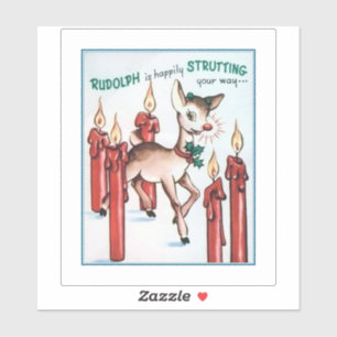 Vintage Rudolph Strutting Vinyl Sticker