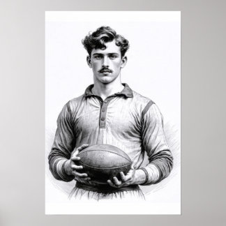 Vintage Rugby Player Poster