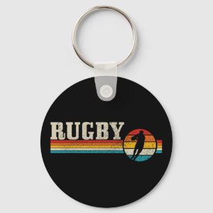 Vintage Rugby Player Sport Retro Men Boys Football Key Ring