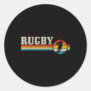 Vintage Rugby Player Sport Retro Men Boys Footll Classic Round Sticker