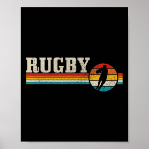 Vintage Rugby Player Sport Retro Men Boys Footll Poster