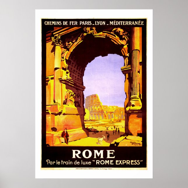 Vintage Ruins of Rome Italy Travel Poster (Front)