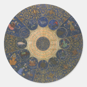 Vintage Rulers Horoscope, Antique Islamic Zodiac Classic Round Sticker