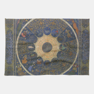 Vintage Rulers Horoscope, Antique Islamic Zodiac Tea Towel