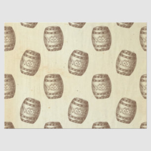 Vintage Rum Barrels on Cream Decoupage Tissue Paper