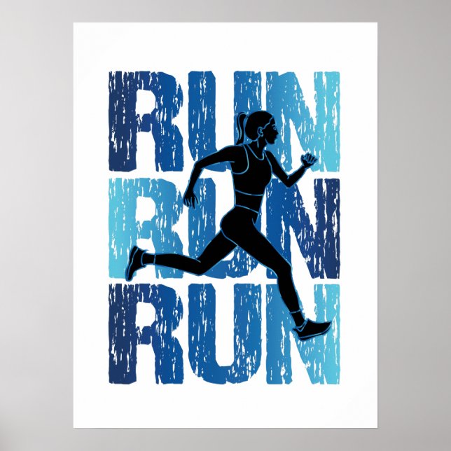 Vintage Runner Girl - Run Run Run Poster (Front)