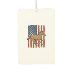 Vintage Running Horse Patriotic Flag Shirt Design_ Car Air Freshener