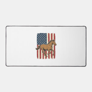 Vintage Running Horse Patriotic Flag Shirt Design_ Desk Mat