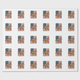 Vintage Running Horse Patriotic Flag Shirt Design_ Wrapping Paper