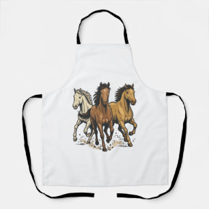 Vintage Running Horses Vector Art Design_1 Apron