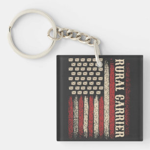 Vintage Rural Carrier USA Flag for Patriotic Mailm Key Ring