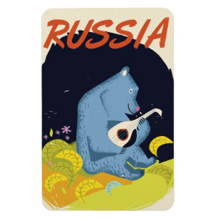 Vintage Russia Bear travel poster Magnet
