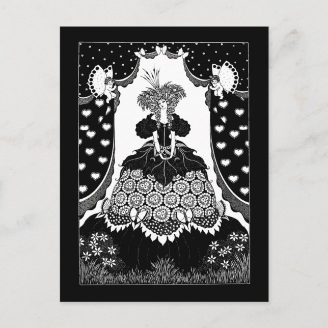 Vintage Russian Art Nouveau Queen and cupids Postcard (Front)