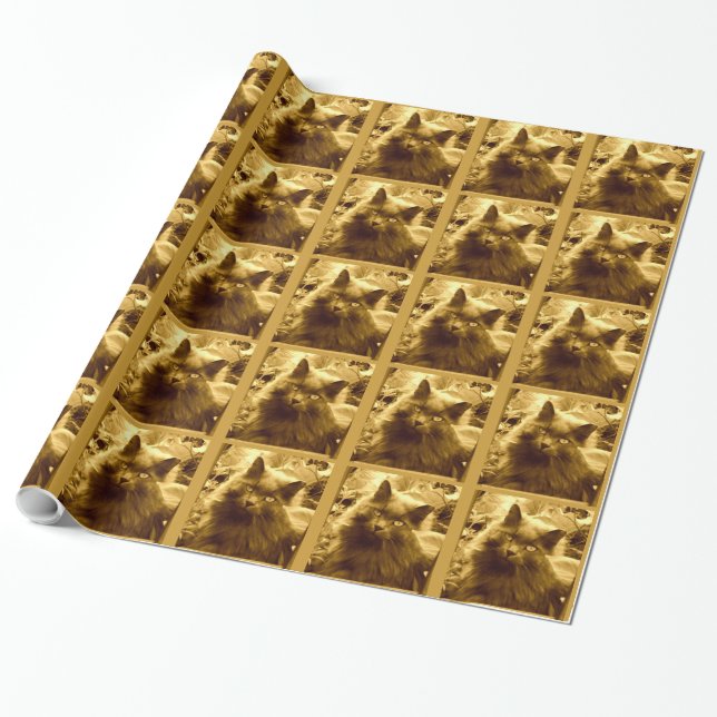 Vintage Russian Blue Cat Wrapping Paper (Unrolled)